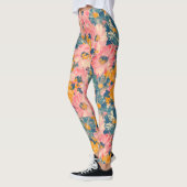 Leggings Fleurs modernes colorées Motif floral (Gauche)