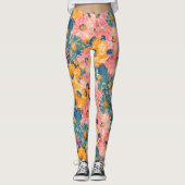Leggings Fleurs modernes colorées Motif floral (Devant)