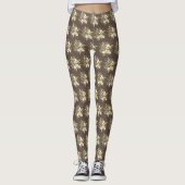 Leggings Fleurs modernes en beige sur Brown (Devant)
