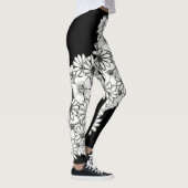 Leggings Fleurs modernes noires et blanches modernes (Droite)