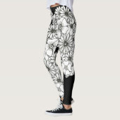Leggings Fleurs modernes noires et blanches modernes (Gauche)