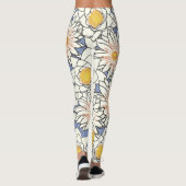 Leggings Fleurs modernes rétro adorables l Bleu et blanc (Dos)