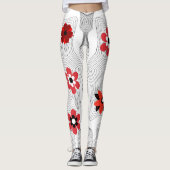 Leggings Fleurs modernes rouges (Devant)
