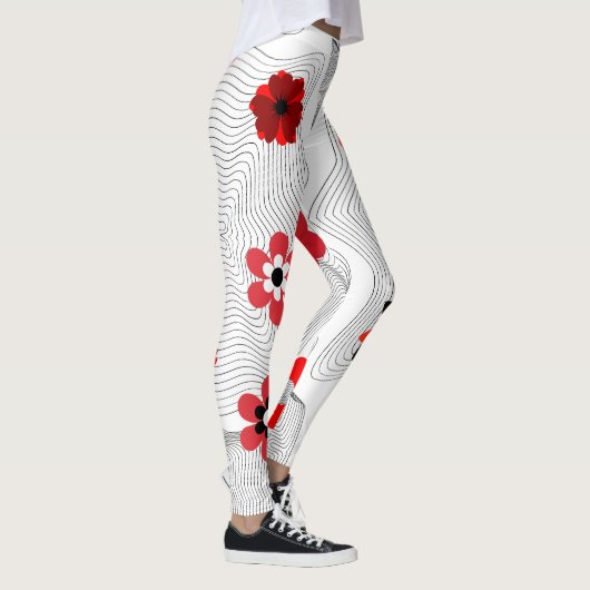 Leggings Fleurs modernes rouges (Droite)