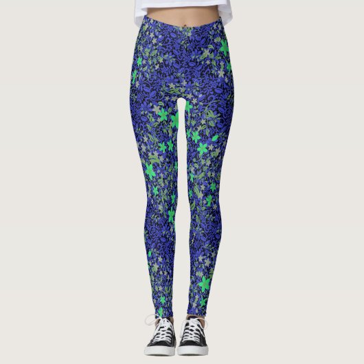 Leggings Fleurs motif 08.b Black BG (Devant)