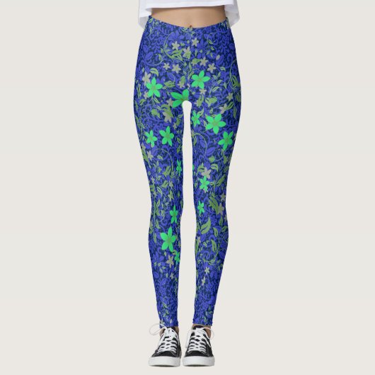 Leggings Fleurs motif 08.b Dblue BG (Devant)