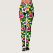 Leggings Fleurs multicolores et Motif Feuille-57577 (Dos)