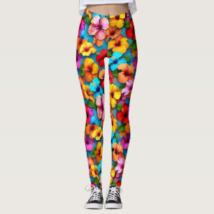 Leggings Fleurs multicolores florales Motif-36355