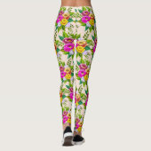 Leggings Fleurs multicolores modernes en ivoire (Dos)