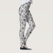 Leggings Fleurs Noir Blanc (Droite)