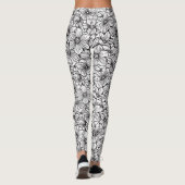 Leggings Fleurs Noir Blanc (Dos)