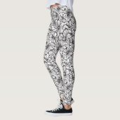 Leggings Fleurs Noir Blanc (Gauche)