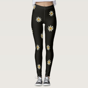 Leggings Fleurs noir et blanc
