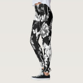 Leggings fleurs noires et blanches (Gauche)