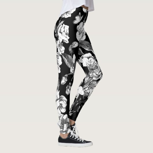 Leggings fleurs noires et blanches (Droite)