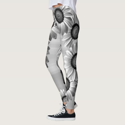 Leggings Fleurs noires et blanches (Gauche)