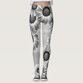 Leggings Fleurs noires et blanches (Devant)