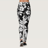 Leggings Fleurs noires et blanches modernes Filigree artwor (Dos)
