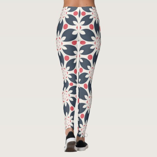 Leggings Fleurs noires et points roses Motif (Dos)