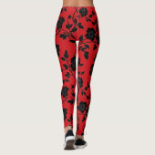 Leggings Fleurs noires rouges (Dos)