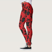 Leggings Fleurs noires rouges (Gauche)
