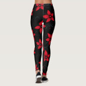 Leggings Fleurs noires rouges classiques (Dos)