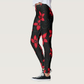 Leggings Fleurs noires rouges classiques (Gauche)