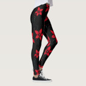 Leggings Fleurs noires rouges classiques (Droite)