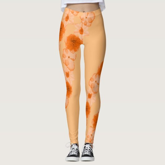Leggings Fleurs orange (Devant)