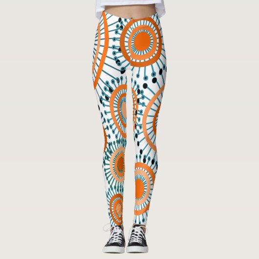 Leggings Fleurs orange (Devant)