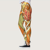 Leggings Fleurs Orange Blanches Élégantes Et Fleurs (Gauche)