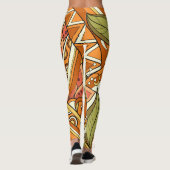 Leggings Fleurs Orange Blanches Élégantes Et Fleurs (Dos)