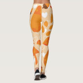 Leggings Fleurs orange : Motif Doodle à la main. (Dos)