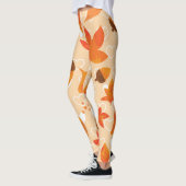 Leggings Fleurs orange : Motif Doodle à la main. (Gauche)