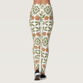 Leggings Fleurs orange, Motif Floral, Verdure, Boho (Dos)