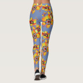 Leggings Fleurs orange vif - gris bleu (Dos)