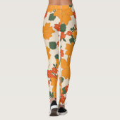 Leggings Fleurs Oranges, Motif Floral, Motif De Fleurs (Dos)