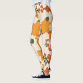 Leggings Fleurs Oranges, Motif Floral, Motif De Fleurs (Gauche)