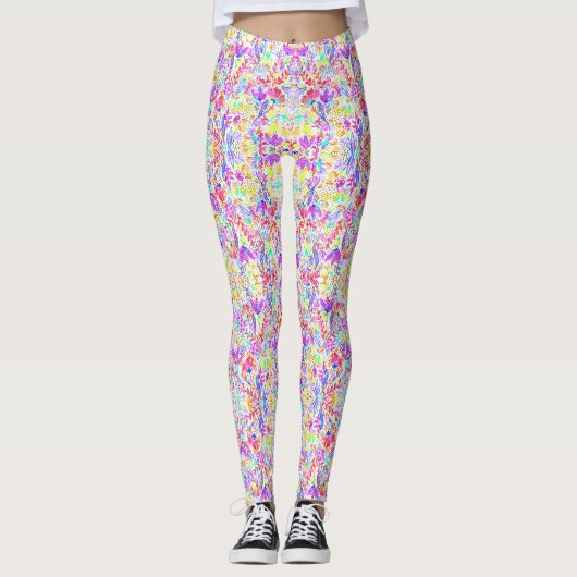 Leggings Fleurs pastel abstraites (Devant)