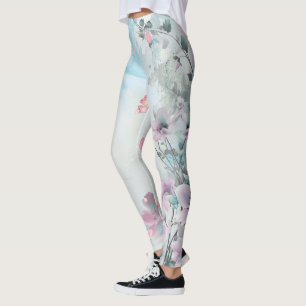 Leggings Fleurs Pastel Douces Floral Luxe Élégant Motif