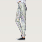 Leggings Fleurs pourpres crème (Gauche)
