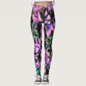 Leggings Fleurs pourpres de pourpre de corn rose 2190 (Devant)
