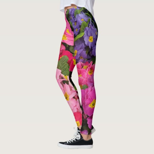 Leggings Fleurs Primules couleur Medley rose bleu violet (Gauche)
