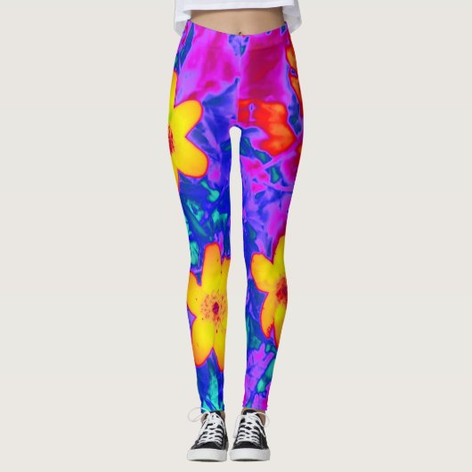 Leggings fleurs psychédéliques 4 (Devant)