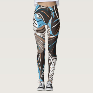 Leggings Fleurs rayées et Feuilles : Floral Vintage.