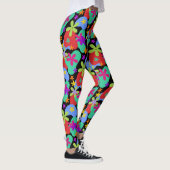 Leggings Fleurs rétro couleur motif transparente (Droite)