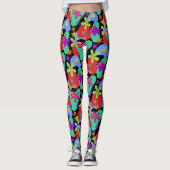 Leggings Fleurs rétro couleur motif transparente (Devant)