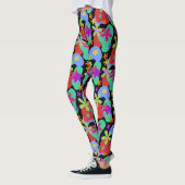 Leggings Fleurs rétro couleur motif transparente (Gauche)
