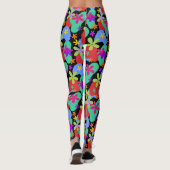 Leggings Fleurs rétro couleur motif transparente (Dos)