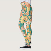Leggings fleurs rose et orange motif (Gauche)